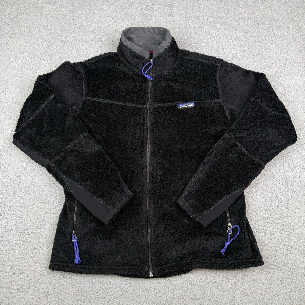 VTG Patagonia Regulator Fleece Jacket Women Small Black R2 Full Zip Polartec USA